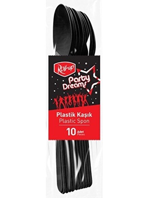 3 Adet Roll-Up Party Dreams Kaşık Siyah 10'lu