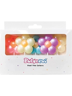 3 Adet Balonevi Papatya Şekilli Makaron Mum 5'li