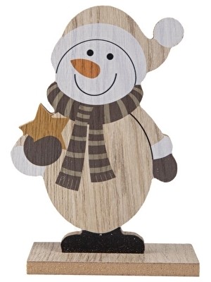 3 Adet Eq Deco Ahşap Kardan Adam Süs 13,5X5X21 cm