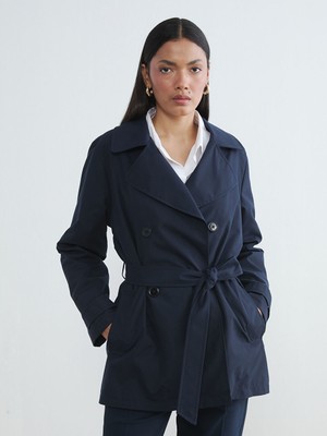 Lcw Lacivert Kruvaze Yaka Kadın Trençkot