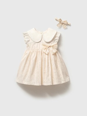 Noynoy Kız 9-24 Ay Fiyonklu Yakalı Elbise - Ekru - 18 - 24 Ay Ekru