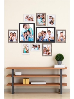 River Ahşap Resim Çerçevesi 10'lu Set Halinde 10 x 15 cm (4 Adet) - 13 x 18 cm (4 Adet) - 20 x 25 cm (2 Adet)