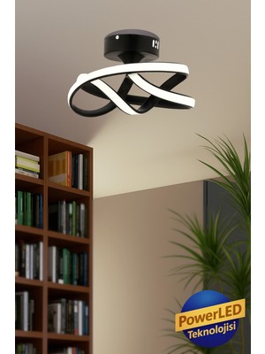 Allians Modern Siyah Metal Salona ve Oturma Alanına Şık LED Plafonyer Avize