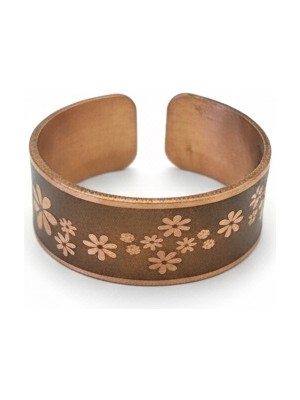 Güney Takı Store Özel Çiçekli Kazıma Saf Bakır Yüzük Ayetel Kürsi Süleyman Mührü Nazar Ayeti Ihlas Felak Nas Dualı