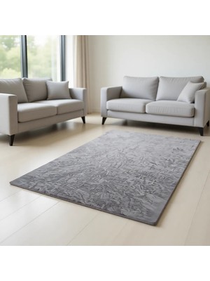 Espical Home Welsoft Kumaştan Lastikli Halı Örtüsü Modern Tema Gri Renk Yıkanabilir Pamuk Polyester Malzeme