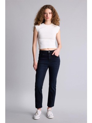 DeFacto Crop Flare Fit Yüksek Bel Bilek Boy Jean Yıkamalı Pantolon G2217AX26SP