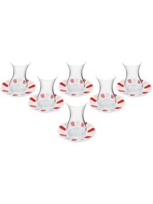 River Kırmızı Yaldız 6 Kişilik Çay Takımı