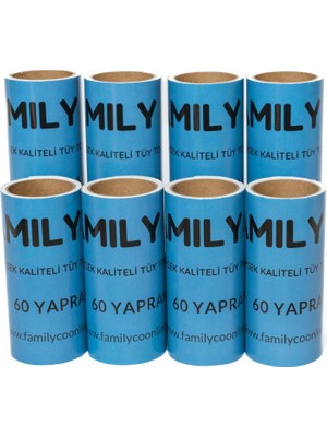 River Co.kedi Köpek Saç Kıl Tüy Toplayıcı Rulo 8 Adet Yedek Kartuş Her Biri 60 Yaprak