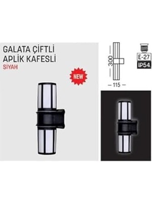 River Galata Çiftli Kafesli Aplik Bahçe Lambası Zita Bahçe Aydınlatması 220V E27 IP54 (UG-ZT-0274K)