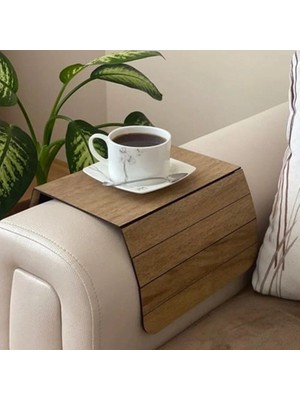 River Xesha Ayarlanabilir Portatif Koltuk Kenar Ahşabı Yan Sehpa Koltuk Tepsisi Kolçak Sehpası