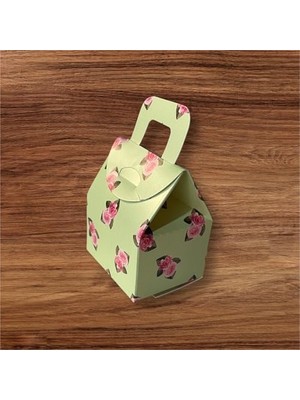 River Hediyelik Çanta Gül Desenli Kutu Şeker Kutusu Kına Kutusu Lokum Kutusu 25 Adet