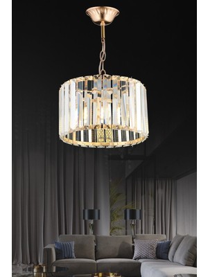 Allians Modern Kristal Altın Taşlı 25'lik Avize, Oturma ve Yatak Odası Dekorasyonu