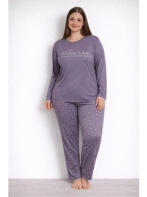 Pemilo Kadın Büyük Beden 20754 Uzun Kol Milan Pijama Takımı