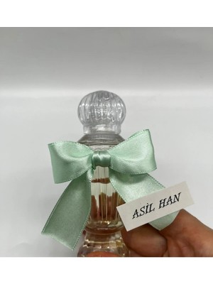 (25 Adet) Su Yeşili Saten Kurdele Mika Vazo Şişe 50CC Limon Kolonyası Hediyelik