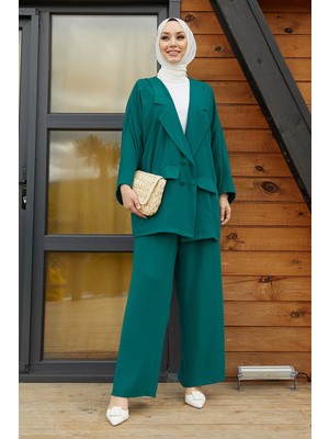 inStyle Lika Ceketli Oversize Zümrüt Yeşili Takım