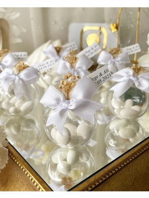 20 Adet Badem Şekerli Nikah Nişan Söz Kına Hediyelik Etiketli