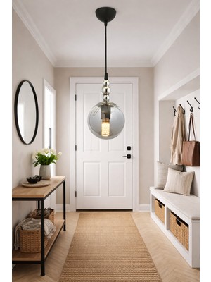 Allians Sarkıt Avize, Füme Glop Camlı, Modern Salon ve Mutfak Için Şık Tasarım