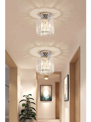 Allians Modern Kristal Taşlı Tekli Plafonyer, Şık ve Şık Aydınlatma Parçası