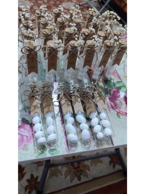 Söz-Nişan Hediyelik Cam Tüp Şişede Badem Şekeri (50 Adet)