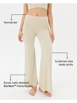Ayma Active Kadın Krem Flow Şortlu Pantolon - Çift Kat Korsajlı, İç Şort Katmanlı, Bol Paça, Normal Bel, Yoga, Yoga, Pilates ve Günlük Aktiviteler İçin Rahat ve Şık Pantolon