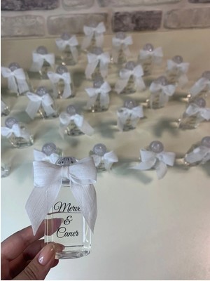 15 Adet Beyaz Süslü Mika Plastik Kolonya Hediyelik Söz Nişan Nikah Kınak