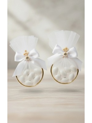 Hediyelik Gold Halka Içinde Badem Şekeri Kına Nişan Düğün 24 Adet