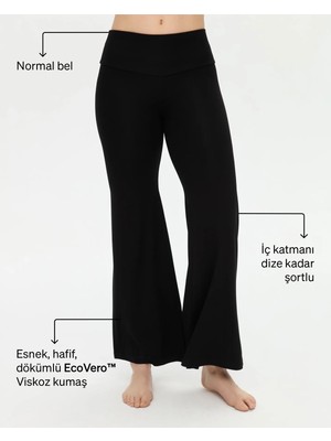 Ayma Active Kadın Siyah Flow Şortlu Pantolon - Çift Kat Korsajlı, İç Şort Katmanlı, Bol Paça, Normal Bel, Yoga, Yoga, Pilates ve Günlük Aktiviteler İçin Rahat ve Şık Pantolon