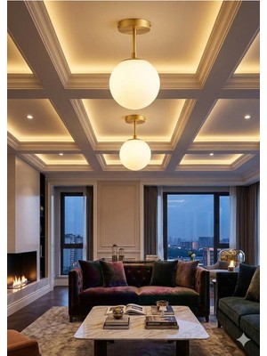 Allians Beyaz Camlı Tekli Eskitme Avize, Mutfak ve Balkon Aydınlatması