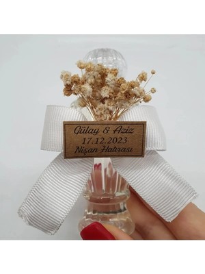 Beyaz Kurdeleli Cipsolu Mika Şişe 50CC Limon Kolonyası (30 Adet) Söz-Nişan-Nikah-Doğum Hediyelik.