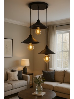 Allians Modern Üçlü Maya Füme Akrilik Sarkıt Avize, Şık ve Şehir Işığı Havası