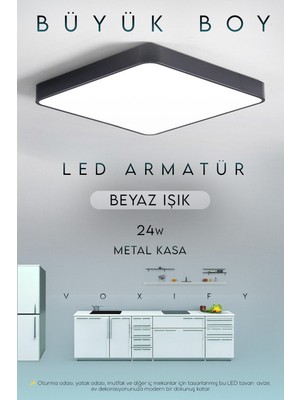 Allians 30X30 cm Siyah Kasa LED Panel Avize, Salon, Banyo, Balkon, Tuvalet Işık