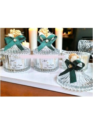 Şık Kapaklı Mika Mumluk Hediyelik (Söz-Nişan Nikah) (20 Adet