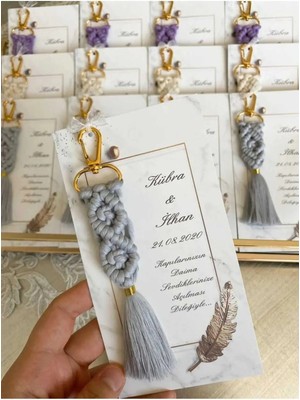 10 Adet Düğün,kına,söz Makrome Hediyelik Anahtarlık