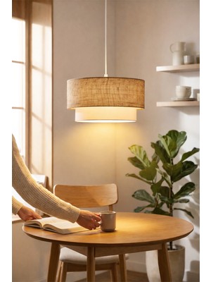 Allians Doğal Jüt Çuval Kumaşlı Bohem Sarkıt Ev ve Ofis Dekorasyonu