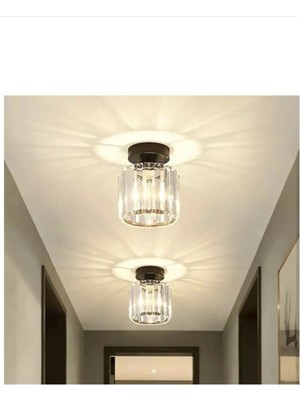 Allians Modern Siyah Kristal Taşlı Tekli Plafonyer Avize