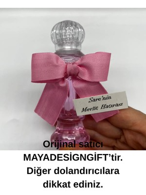 Pembe Renkli Limon Kolonyası ve Kurdele Mika Vazo Şişe 50CC (25 Adet) Kız Bebek Hediyelik