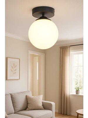 Allians Şık Siyah Tekli Plafonyer, Modern Mutfak ve Koridor Aydınlatması