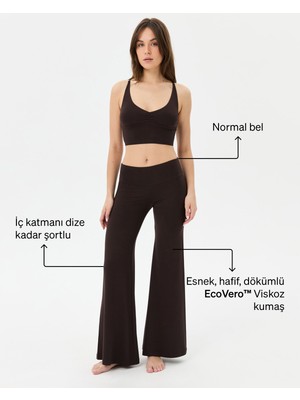 Ayma Active Kadın Kahverengi Flow Şortlu Pantolon - Çift Kat Korsajlı, İç Şort Katmanlı, Bol Paça, Normal Bel, Yoga, Yoga, Pilates ve Günlük Aktiviteler İçin Rahat ve Şık Pantolon