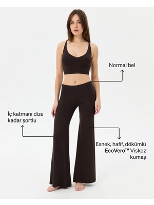 Ayma Active Kadın Kahverengi Flow Şortlu Pantolon - Çift Kat Korsajlı, İç Şort Katmanlı, Bol Paça, Normal Bel, Yoga, Yoga, Pilates ve Günlük Aktiviteler İçin Rahat ve Şık Pantolon