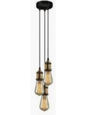 Allians Retro Üçlü Sarkıt Avize, En 15CM, Yükseklik 75CM, Şık ve Modern Tasarım