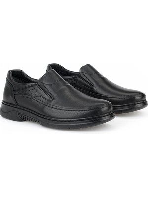 Ziya, Erkek Hakiki Deri Konfor Ayakkabı 161123Z4641 Siyah