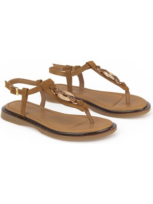 Ziya, Kadın Hakiki Deri Sandalet 1611047Z26684 Taba