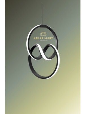 Allians Modern Siyah Kasa LED Aydınlatmalı Ultra Parlak Avize