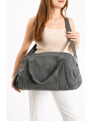 Oldso Unısex Krinkıl Kumaş Ayakkabı Bölümlü Çapraz Askılı Seyahat ve Spor Çantası