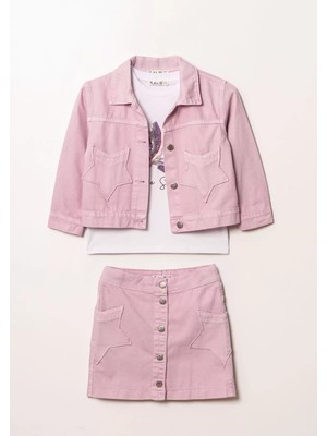 Alg KIZ ÇOCUK YILDIZ CEP İŞLEMELİ BAYRAMLIK KOMBİN 3'LÜ SET (Bir Beden Büyük Önerilir)