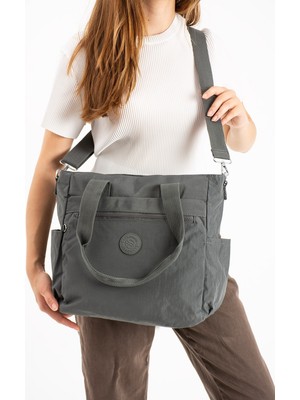 Oldso Sanmorris Kadın Büyük Boy Bölmeli Suya Dayanıklı Paraşüt Kumaş Çapraz ve Omuz Askılı Çanta 3032