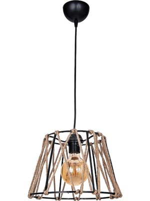 Allians Şık Siyah Tekli Halatlı Sarkıt Aydınlatma, Modern ve Zarif Tasarım