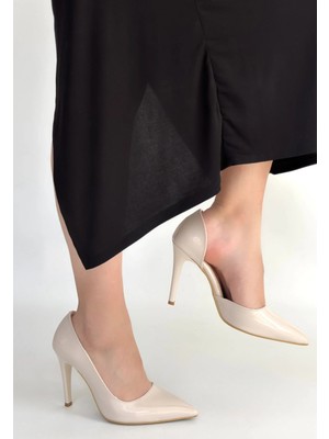 OEY Fashions Pley Bej Rugan Stiletto Ayakkabı