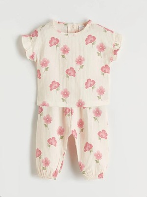LC Waikiki Çiçekli Kız Bebek Müslin Bluz ve Pantolon  (S6)