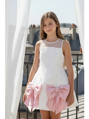 Pamina Kız Çocuk Inci Kurdele Detaylı Doğum Günü - Parti - Mezuniyetelbisesi 8-15 Yaş 36110PR-EKRU